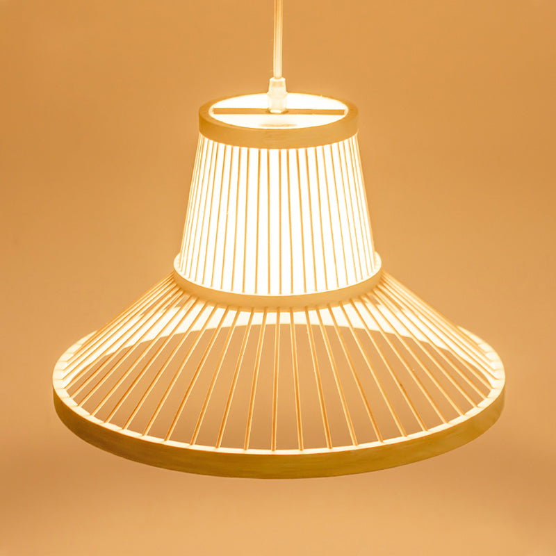 Tradicional 1 lámpara colgante de bombilla Luz de lámpara de madera con sombra de bambú con sombra de bambú