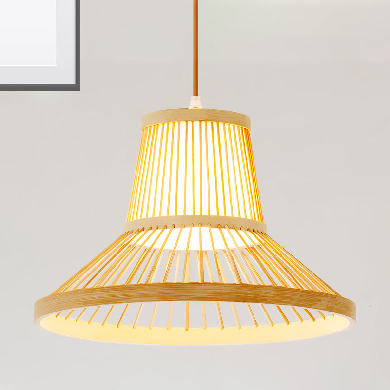Tradicional 1 lámpara colgante de bombilla Luz de lámpara de madera con sombra de bambú con sombra de bambú