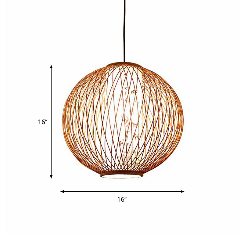 Tradición de iluminación de colgante de bola Bambú 1 bombilla 16 "/19.5" /23.5 "de ancho de madera de ancho Kit de madera colgante