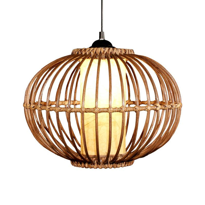 Colgante de suspensión global/pera de bambú contemporáneo 1 cabeza marrón marrón luz colgante de techo