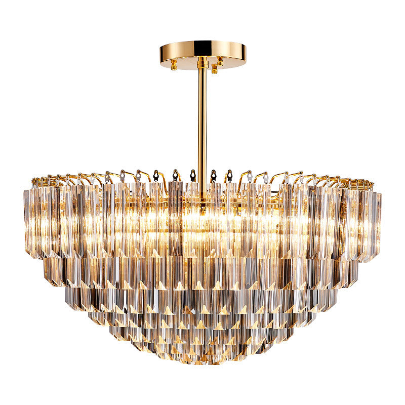 Gold Dome Ceiling Chandelier Modernist 10 Heads Beveled Crystal Suspended Lighting Fixture