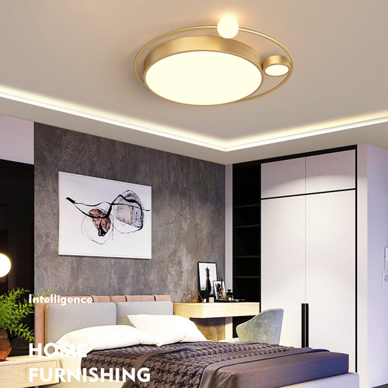 3-Lights Simplicity Acrylic Flushmount Light Metal Circular Line Design Modern Lighting Fixture