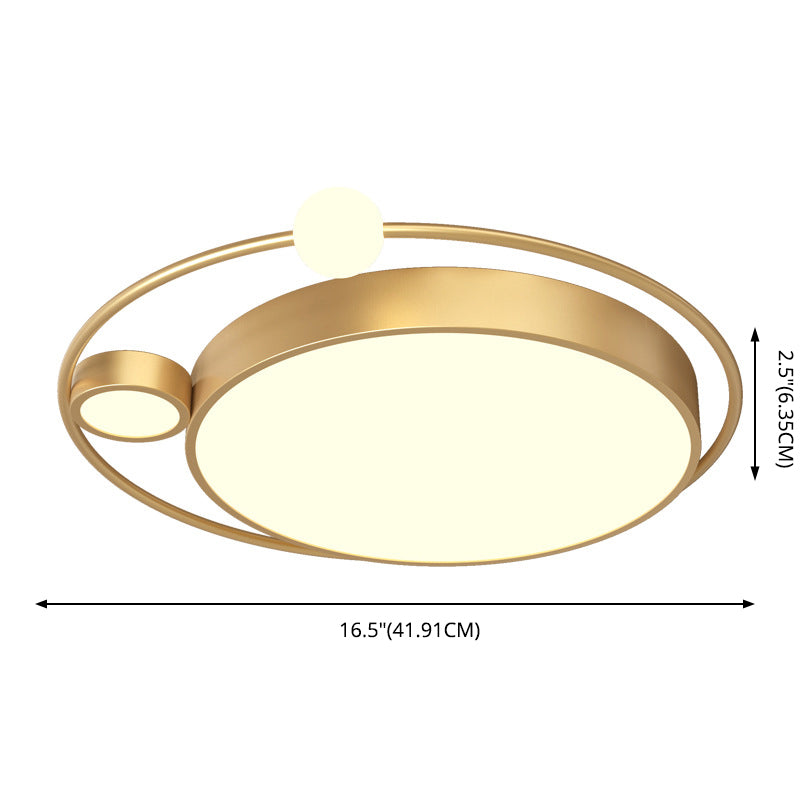 3-Lights Simplicity Acrylic Flushmount Light Metal Circular Line Design Modern Lighting Fixture