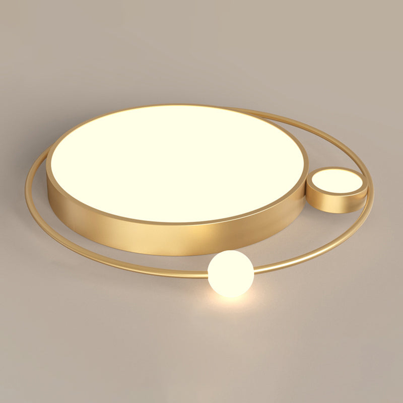 3-Lights Simplicity Acrylic Flushmount Light Metal Circular Line Design Modern Lighting Fixture