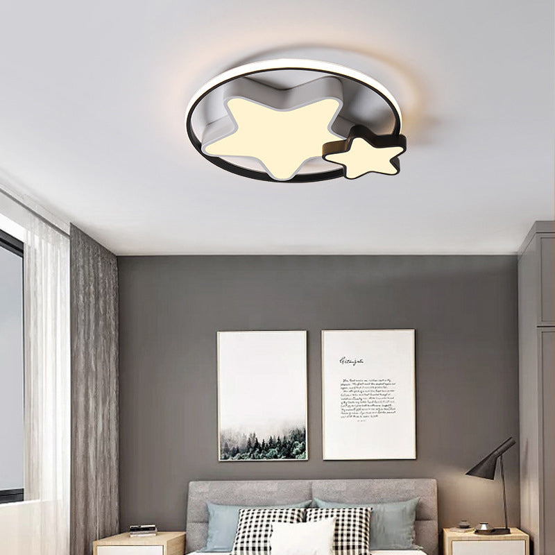 Double Pentagram Acrylic LED Ceiling Light Children's Room Creative Flush-mount Lighting Fixture