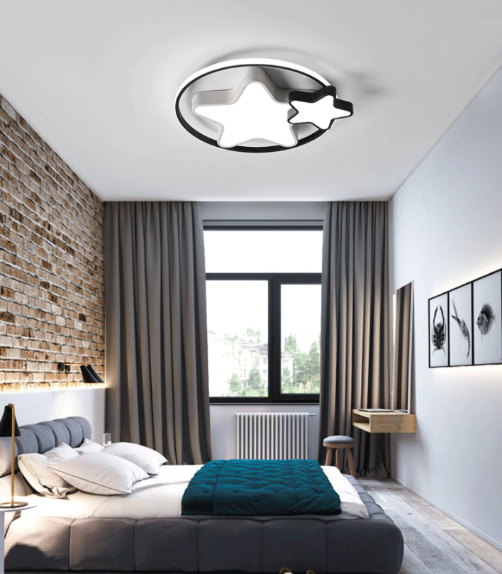 Double Pentagram Acrylic LED Ceiling Light Children's Room Creative Flush-mount Lighting Fixture