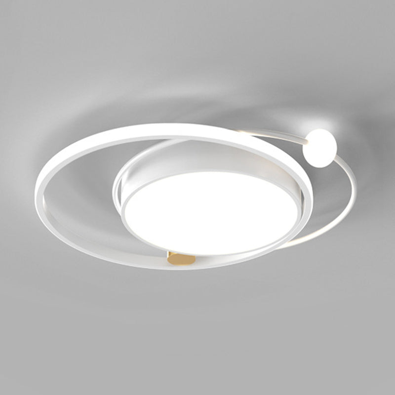 Metal Circular Line Design 3-Lights Flushmount Lamp Modern Simplicity Acrylic LED Ceiling Light for Study Room