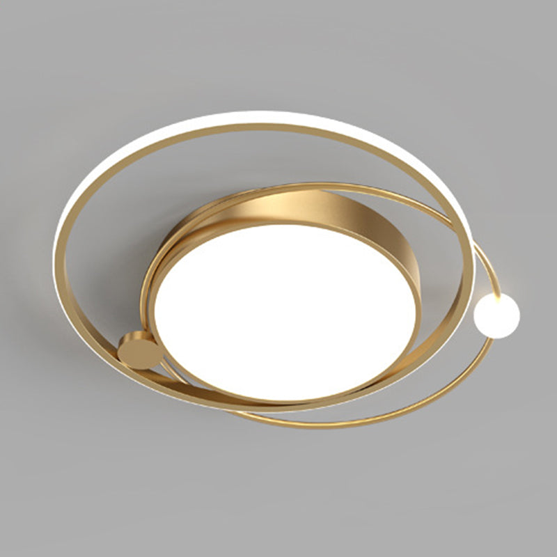 Metal Circular Line Design 3-Lights Flushmount Lamp Modern Simplicity Acrylic LED Ceiling Light for Study Room