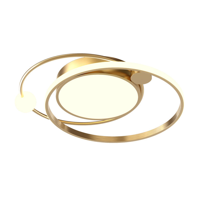 Metal Circular Line Design 3-Lights Flushmount Lamp Modern Simplicity Acrylic LED Ceiling Light for Study Room