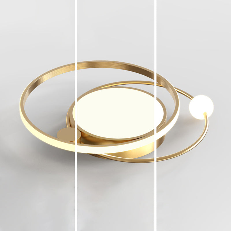 Metal Circular Line Design 3-Lights Flushmount Lamp Modern Simplicity Acrylic LED Ceiling Light for Study Room
