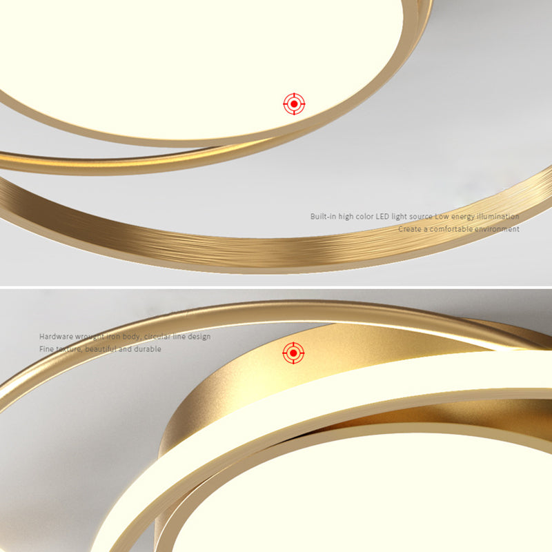 Metal Circular Line Design 3-Lights Flushmount Lamp Modern Simplicity Acrylic LED Ceiling Light for Study Room