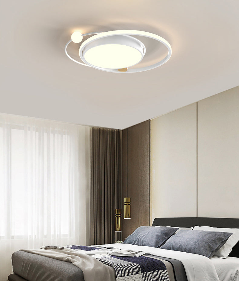 Metal Circular Line Design 3-Lights Flushmount Lamp Modern Simplicity Acrylic LED Ceiling Light for Study Room
