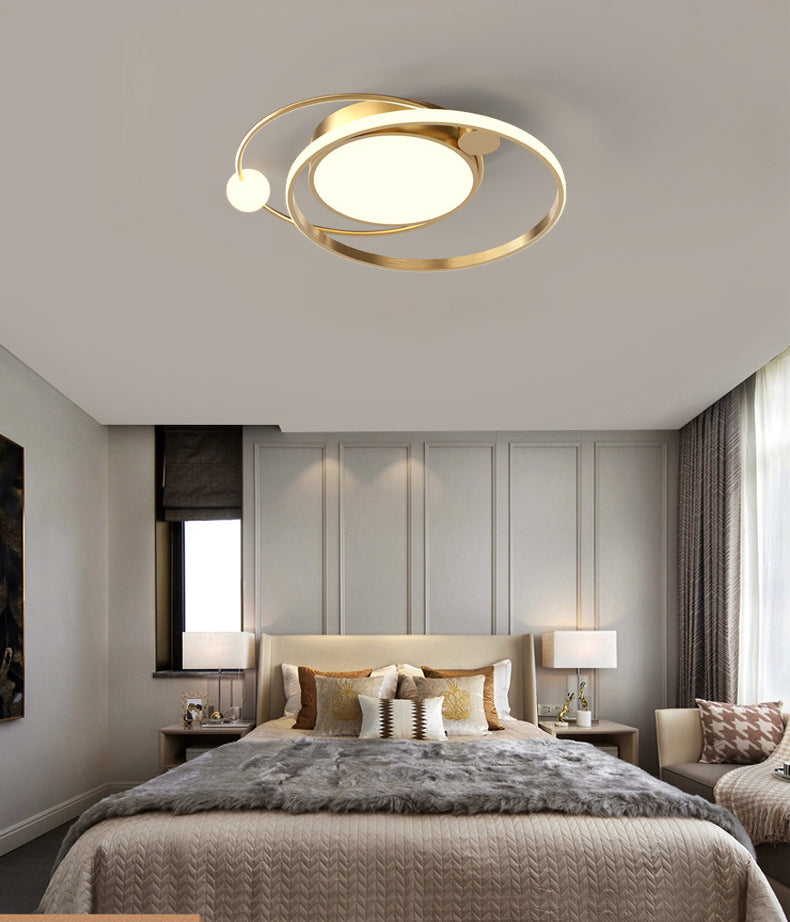 Metal Circular Line Design 3-Lights Flushmount Lamp Modern Simplicity Acrylic LED Ceiling Light for Study Room