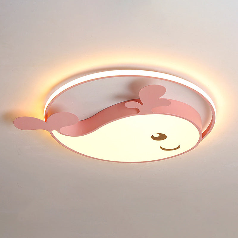 Cute Cartoon Whale Acrylic LED Ceiling Light Eye Protection Kindergarten Lighting Fixture for Girls Boys Room