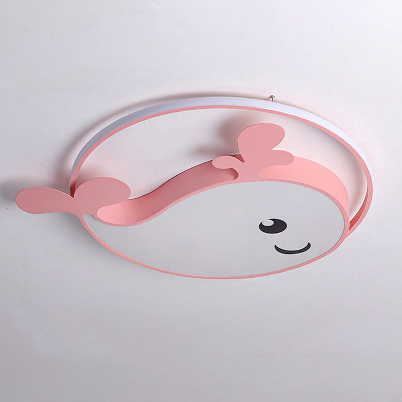 Cute Cartoon Whale Acrylic LED Ceiling Light Eye Protection Kindergarten Lighting Fixture for Girls Boys Room