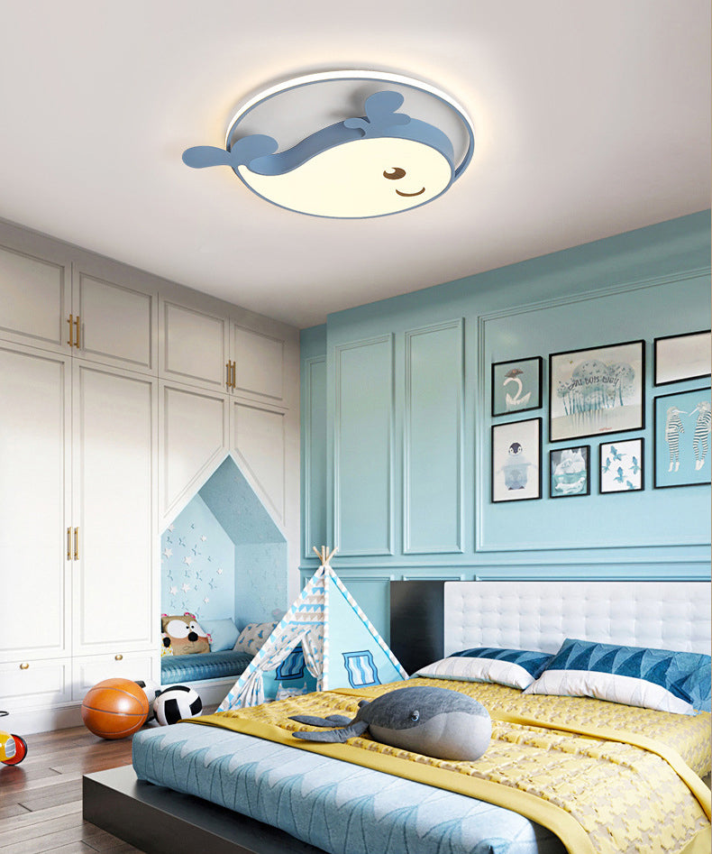 Cute Cartoon Whale Acrylic LED Ceiling Light Eye Protection Kindergarten Lighting Fixture for Girls Boys Room