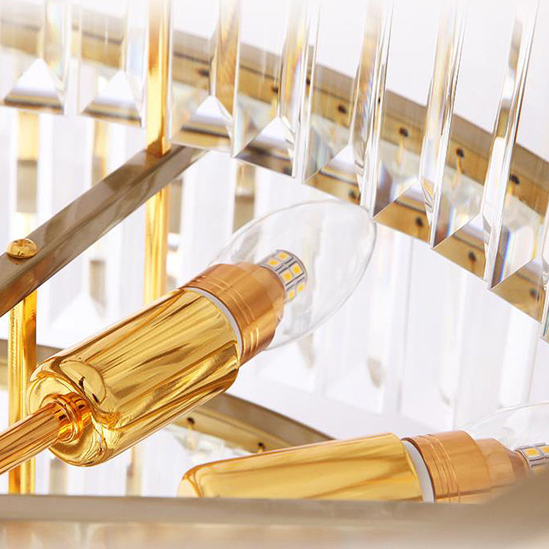 Modernismo 12 Bulbos Candelier de techo Luz colgante colgante de latón con sombra de cristal