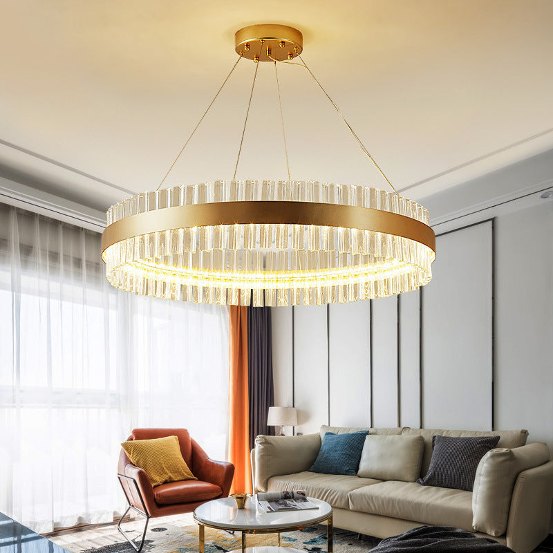 Lámpara de vidrio de cristal redondo de lámpara de oro de estilo sencillo lámparas colgantes para sala de estar