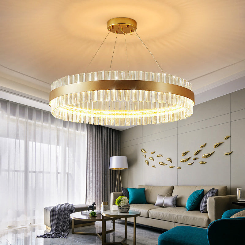 Lámpara de vidrio de cristal redondo de lámpara de oro de estilo sencillo lámparas colgantes para sala de estar