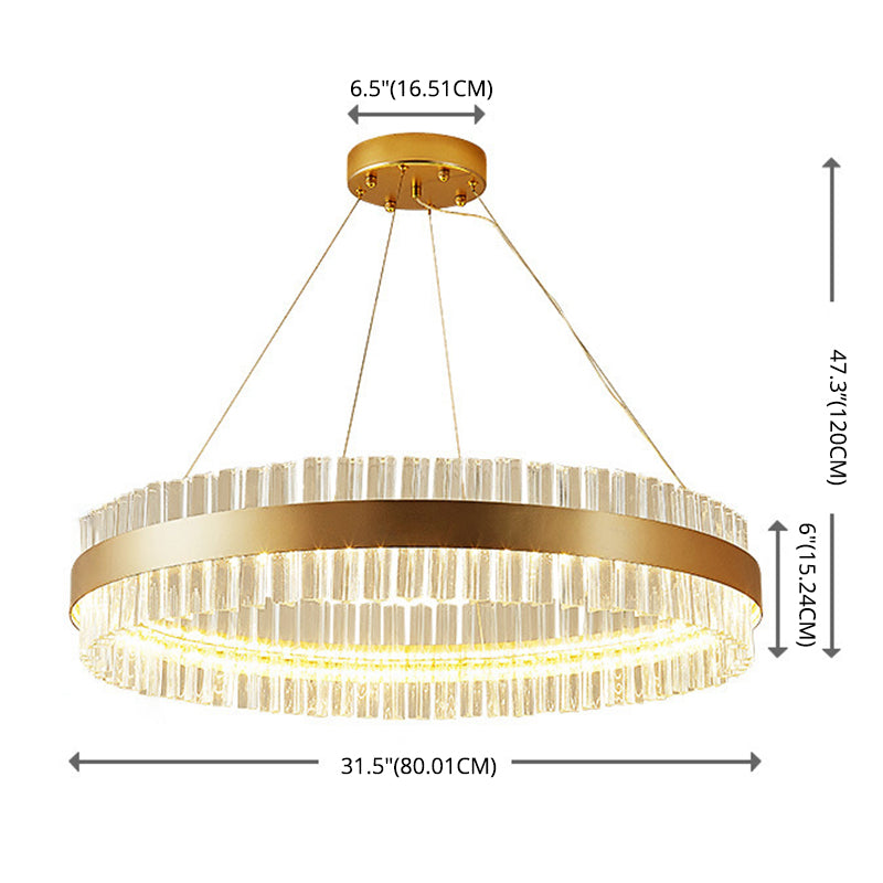 Lámpara de vidrio de cristal redondo de lámpara de oro de estilo sencillo lámparas colgantes para sala de estar