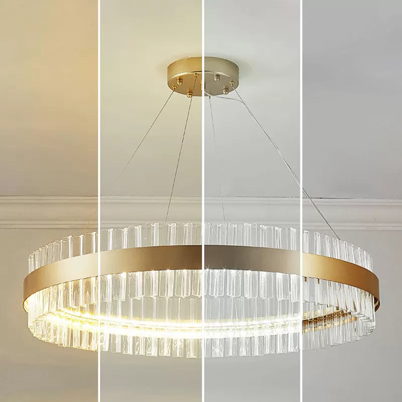 Lámpara de vidrio de cristal redondo de lámpara de oro de estilo sencillo lámparas colgantes para sala de estar