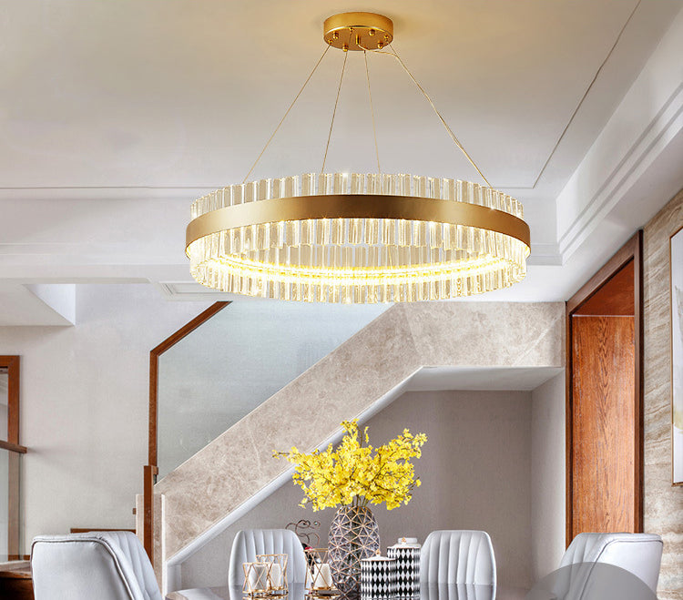 Lámpara de vidrio de cristal redondo de lámpara de oro de estilo sencillo lámparas colgantes para sala de estar