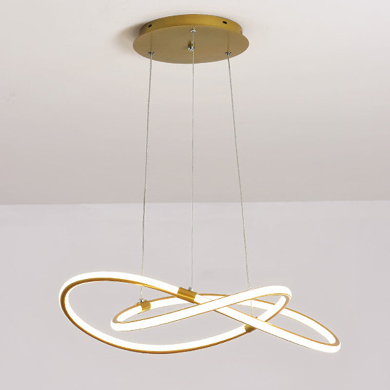 Minimalist Twist Chandelier Pendant Acrylic Living Room LED Suspension Lamp in Gold