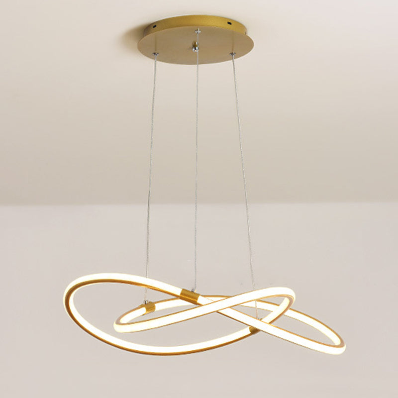 Minimalist Twist Chandelier Pendant Acrylic Living Room LED Suspension Lamp in Gold