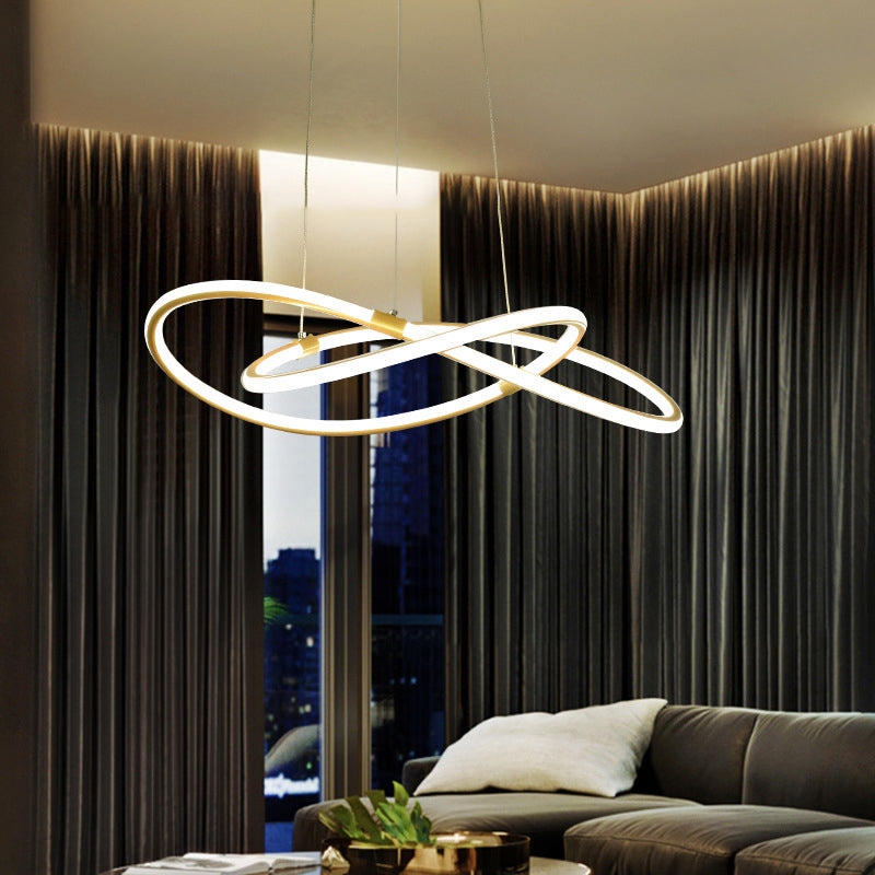 Minimalist Twist Chandelier Pendant Acrylic Living Room LED Suspension Lamp in Gold