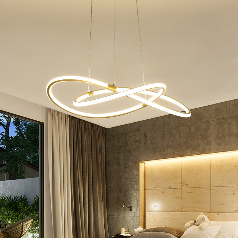 Minimalist Twist Chandelier Pendant Acrylic Living Room LED Suspension Lamp in Gold