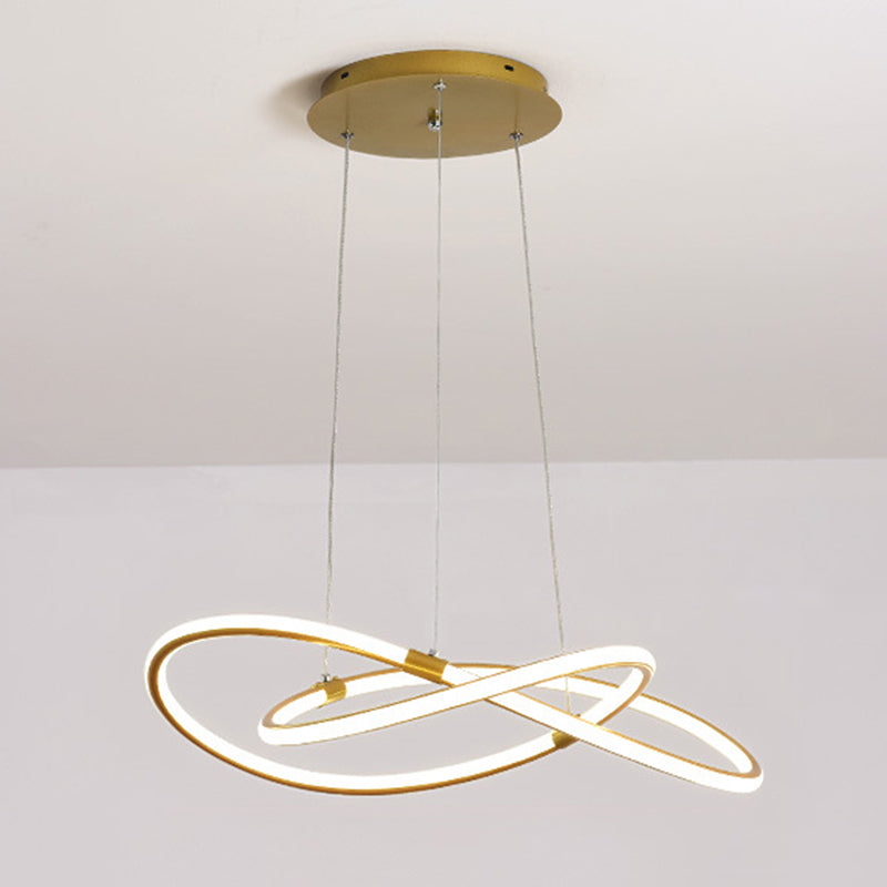 Minimalist Twist Chandelier Pendant Acrylic Living Room LED Suspension Lamp in Gold