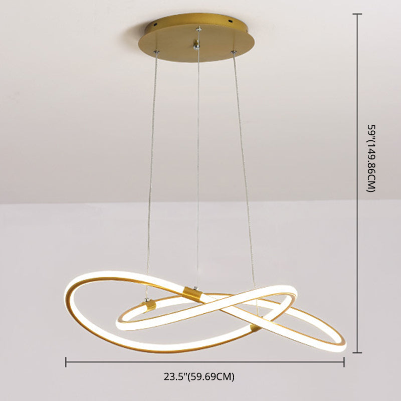 Minimalist Twist Chandelier Pendant Acrylic Living Room LED Suspension Lamp in Gold