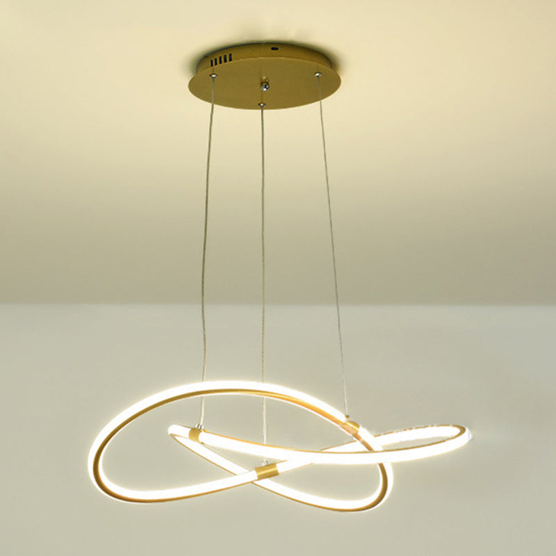 Minimalist Twist Chandelier Pendant Acrylic Living Room LED Suspension Lamp in Gold