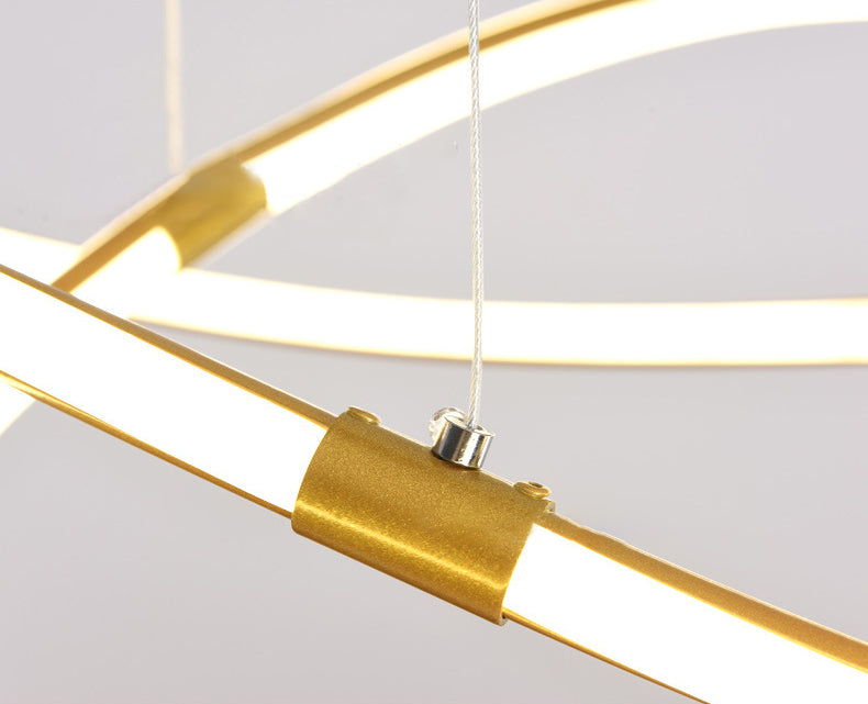Minimalist Twist Chandelier Pendant Acrylic Living Room LED Suspension Lamp in Gold