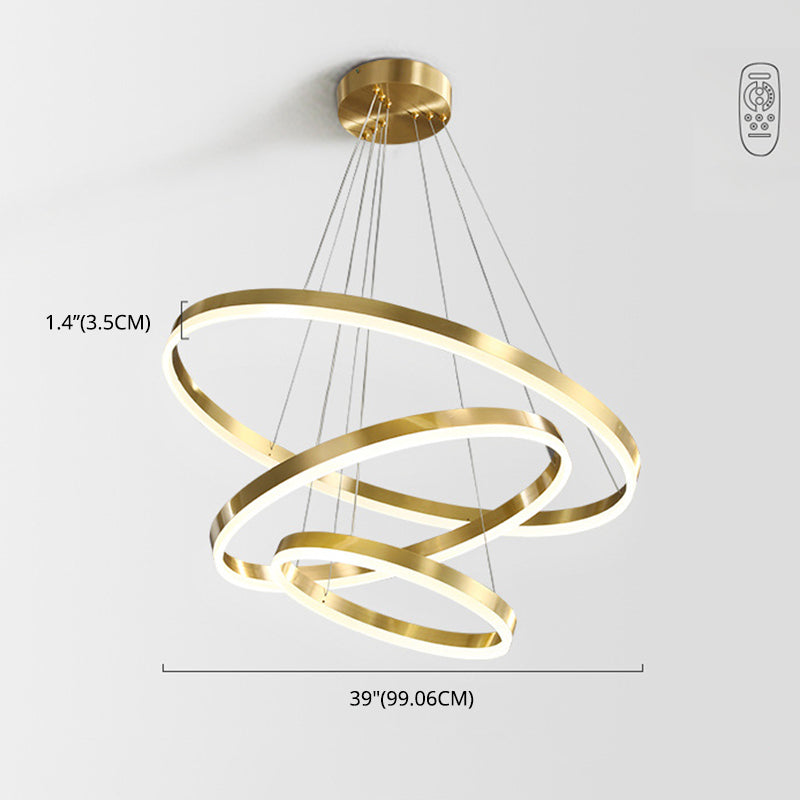 Ring Shaped Bedroom Chandelier Acrylic Minimalist LED Hanging Pendant Light in Gold