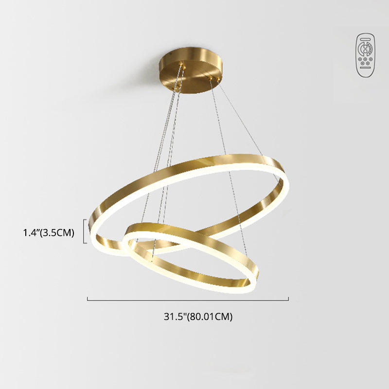 Ring Shaped Bedroom Chandelier Acrylic Minimalist LED Hanging Pendant Light in Gold
