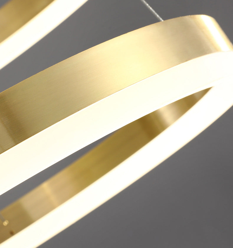 Ring Shaped Bedroom Chandelier Acrylic Minimalist LED Hanging Pendant Light in Gold