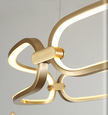 Luz de araña colgante de círculo Minimalismo de la sala de estar de metal Led colgante en oro