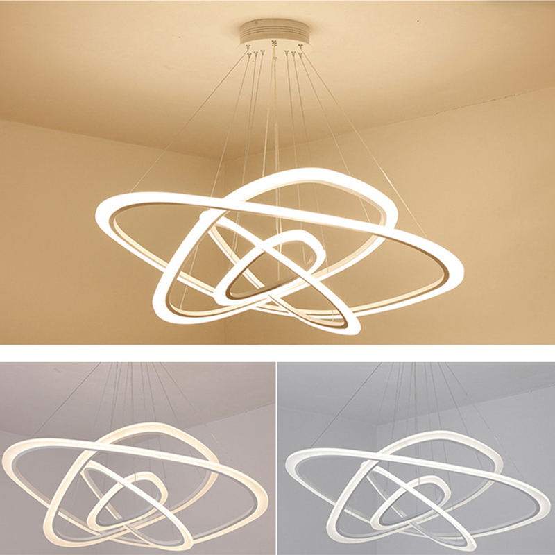 Lámpara de lámpara de nivel triangular blanco simplicidad acrílico LED LEULLACIÓN para comedor