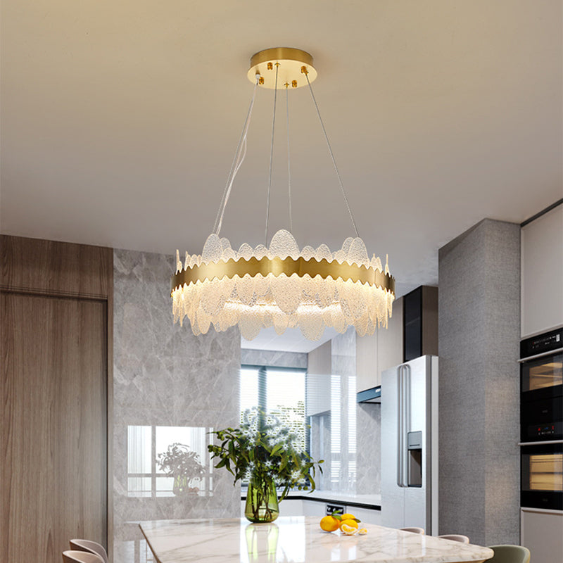 Luz de techo minimalista de vidrio ondulado LED de vidrio ondulado de la sala de estar en oro