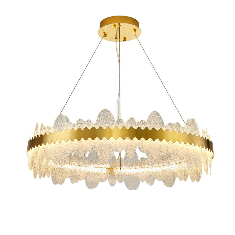 Luz de techo minimalista de vidrio ondulado LED de vidrio ondulado de la sala de estar en oro