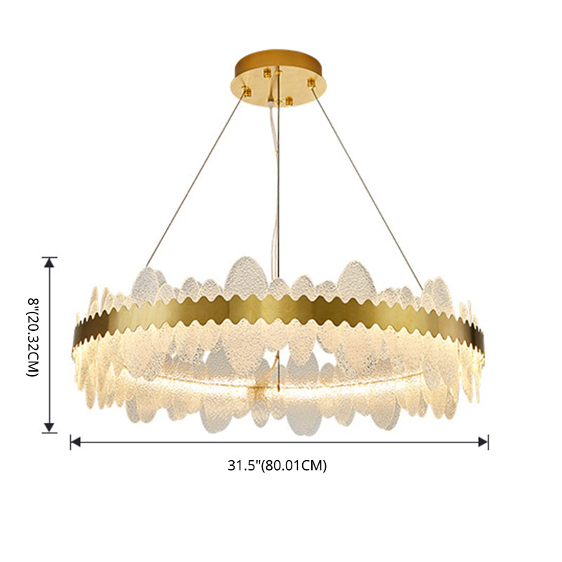Luz de techo minimalista de vidrio ondulado LED de vidrio ondulado de la sala de estar en oro