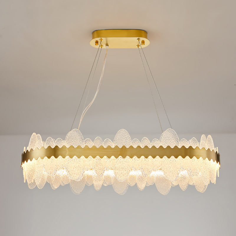 Luz de techo minimalista de vidrio ondulado LED de vidrio ondulado de la sala de estar en oro