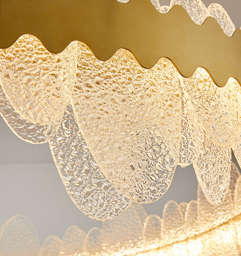 Luz de techo minimalista de vidrio ondulado LED de vidrio ondulado de la sala de estar en oro