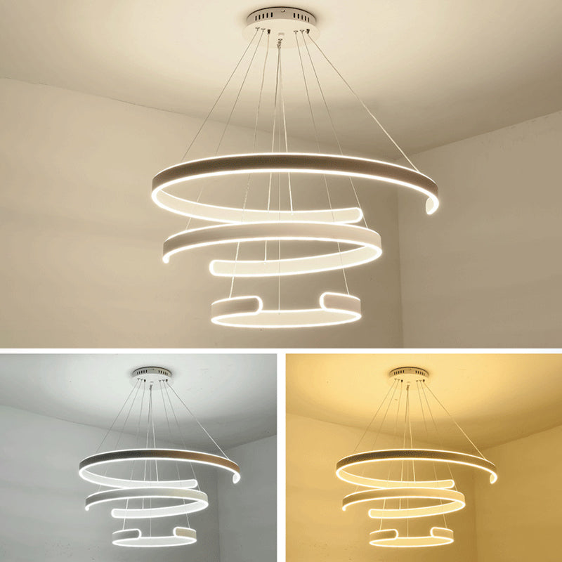 Luz de colgante de colgante de metal LED de estilo moderno de lámpara en forma de C en forma de C