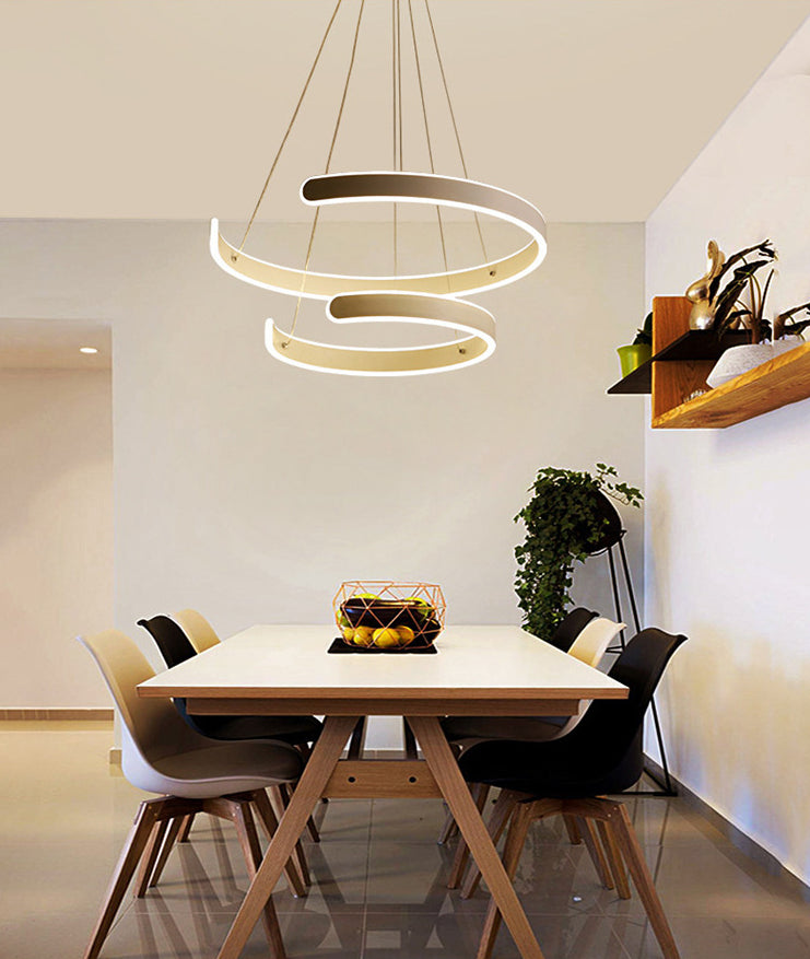 Luz de colgante de colgante de metal LED de estilo moderno de lámpara en forma de C en forma de C