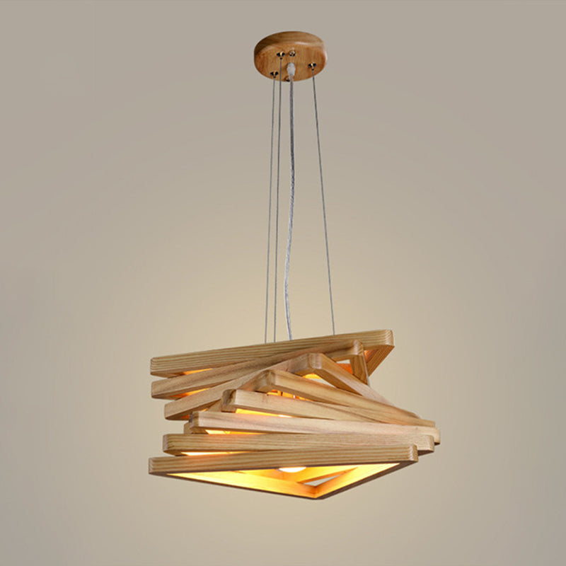 Triangoli impilanti in legno massiccio appeso alla luce moderna in stile moderno lampada a sospensione a 1 luci per il ristorante per caffetteria