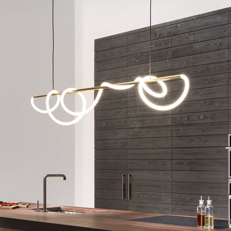 Minimalism Nordic Style LED Island Light Soft Silicone Lampshade Home Decorative Lighting Fixture in Gold