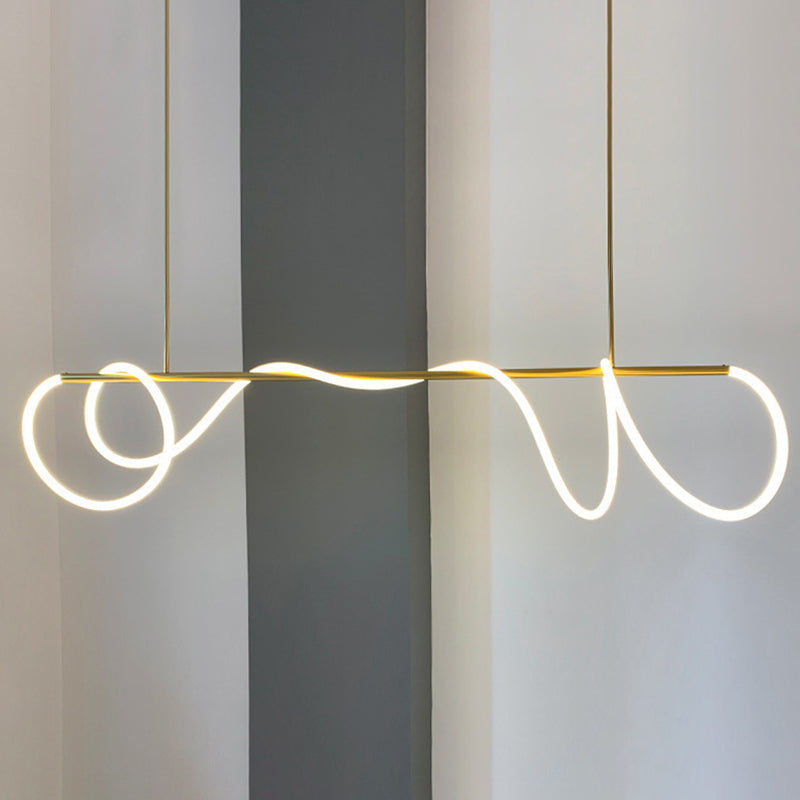 Minimalism Nordic Style LED Island Light Soft Silicone Lampshade Home Decorative Lighting Fixture in Gold