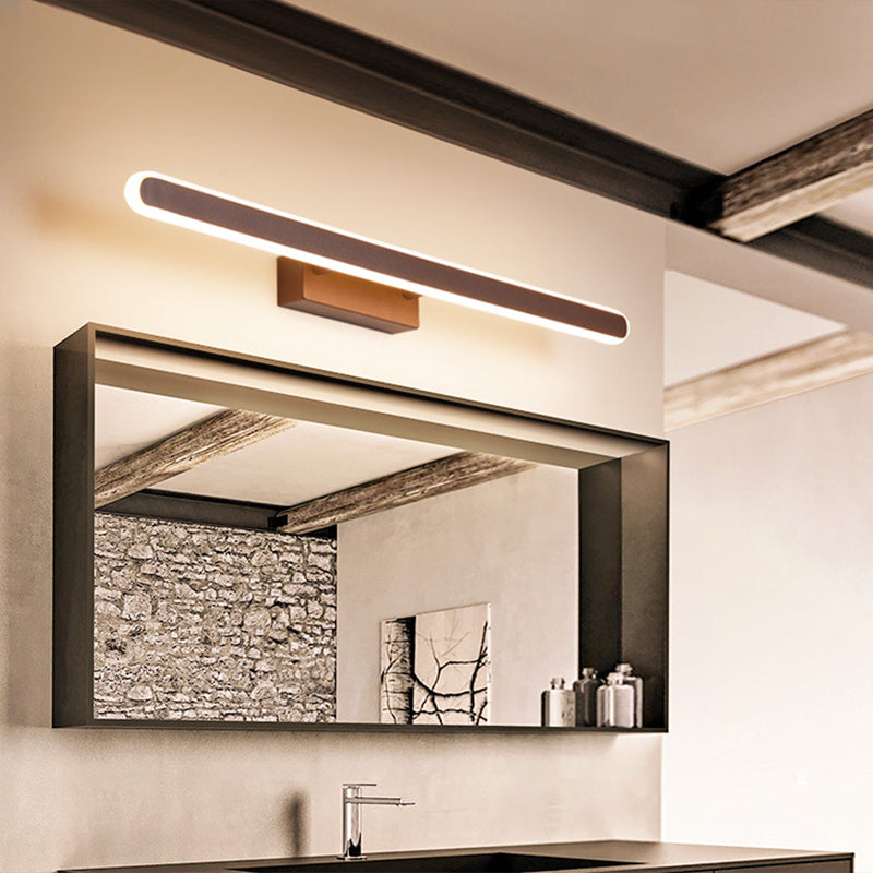 Metal Linear Wall Mounted Light Minimalist Style LED Wall Light Sconce in Coffee